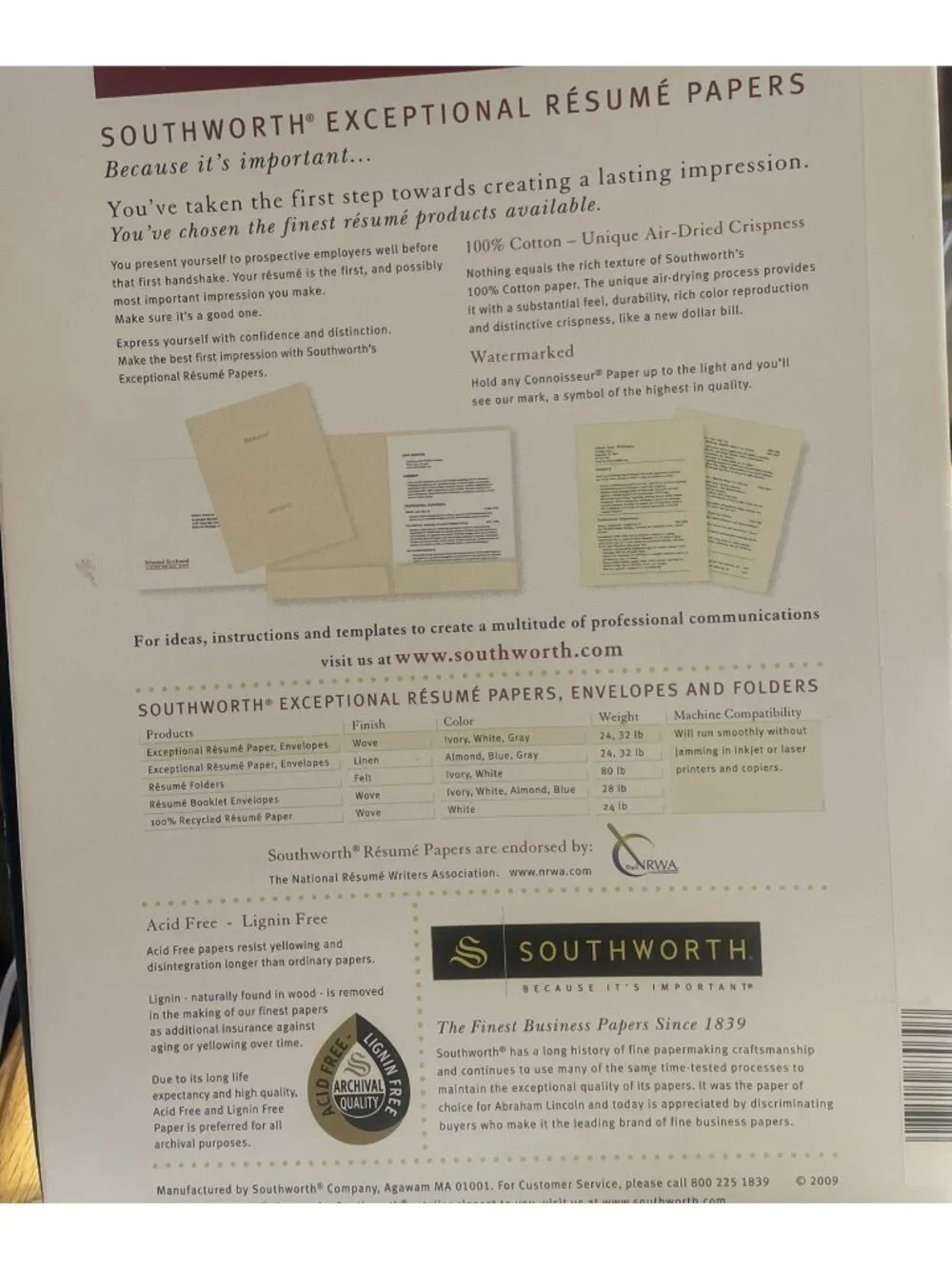 Southworth (47) Connoisseur Resume Paper Ivory Cotton 8.5x11 24lb Used Vintage